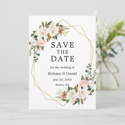 Magnolius-Rose Goldmedaille Save The Date (Stehend Vorderseite)