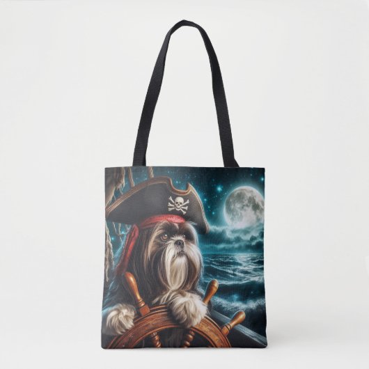 Magnum the Shih Tzu Pirate - Leinwand Tote Bag Tasche (Vorderseite)