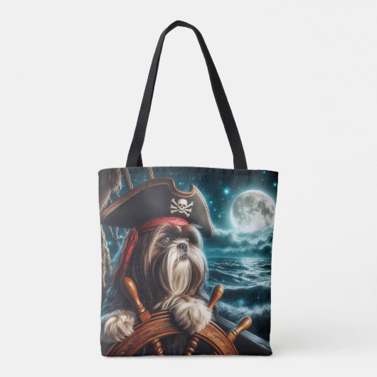 Magnum the Shih Tzu Pirate - Leinwand Tote Bag Tasche (Rückseite)