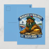 Magnus der schottlandliebende Walross-Seaside-Scho Postkarte (Vorne/Hinten)