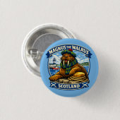 Magnus der schottlandliebende Walross-Seite Schott Button (Vorne & Hinten)