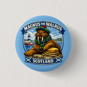 Magnus der schottlandliebende Walross-Seite Schott Button