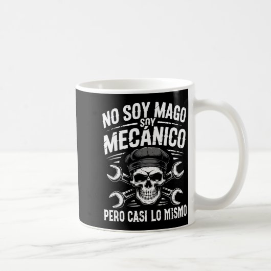Mago Y Mecánico Funny Car Mechanic Skull Spanish V Kaffeetasse (Rechts)