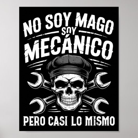 Mago Y Mecánico Funny Car Mechanic Skull Spanish V Poster (Vorne)