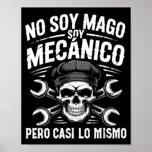 Mago Y Mecánico Funny Car Mechaniker Totenkopf Spa Poster