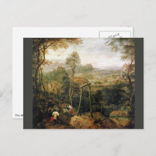 Magpie am Galgen von Pieter Bruegel Postkarte (Vorne/Hinten)