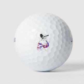 Magpie auf dem Schädel Golfball