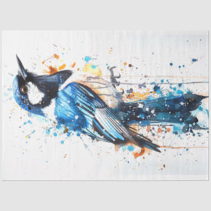 Magpie Bird Azure Whisper Decouapge Seidenpapier