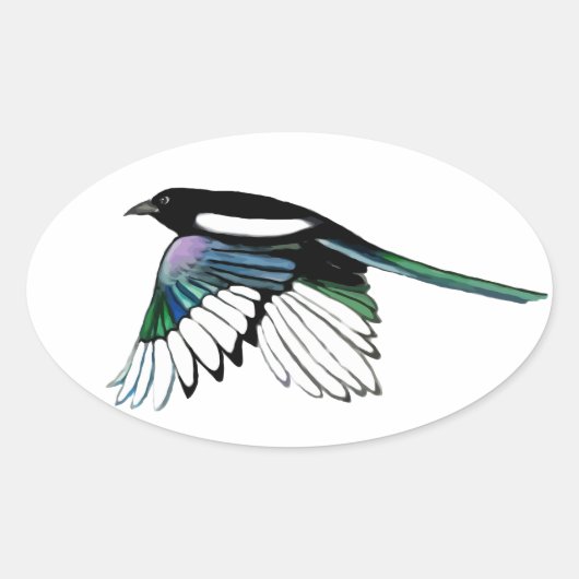 Magpie Bird im Dienste der Natur Ovaler Aufkleber (Vorderseite)