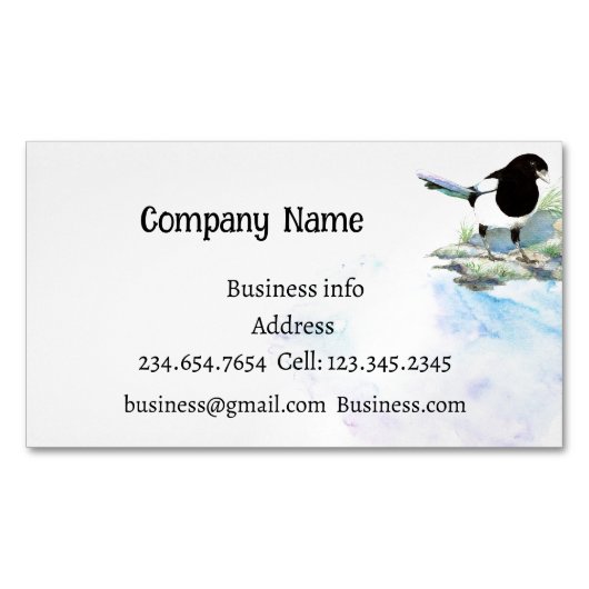 Magpie, Bird, Nature, Wildlife Business Card Magnetische Visitenkarte (Vorderseite)