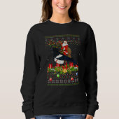 Magpie Bird Ugly Santa Riding Magpie Christmas Sweatshirt (Vorderseite)