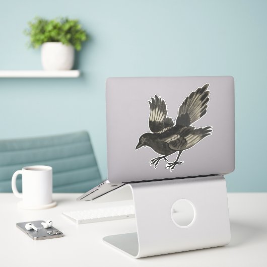 Magpie Custom-Cut Vinyl Sticker (Laptop auf Schreibtisch)