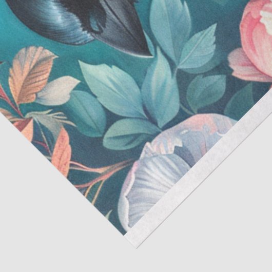 Magpie Elegance Floral Hintergrund Seidenpapier (Ausschnitt)