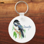 Magpie in Willow Tree, Bird, Garden, um K Schlüsselanhänger (Vorderseite)