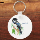 Magpie in Willow Tree, Bird, Garden zu individuali Schlüsselanhänger (Vorderseite)