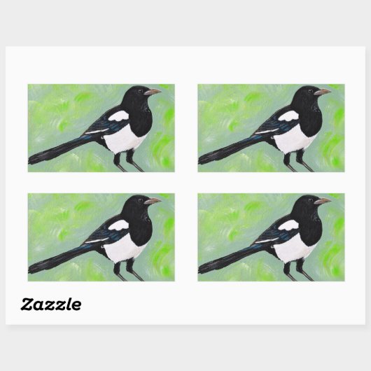 Magpie Painting Rechteckiger Aufkleber (Blatt)