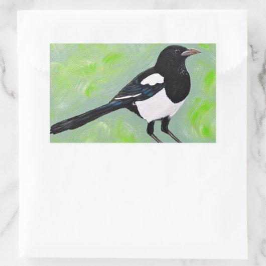 Magpie Painting Rechteckiger Aufkleber (Tasche)