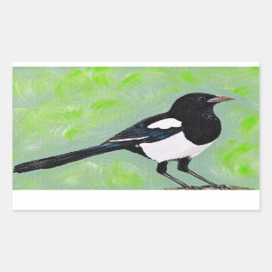 Magpie Painting Rechteckiger Aufkleber