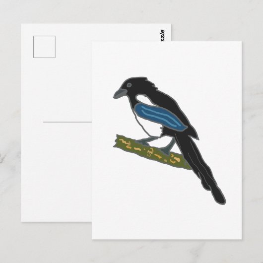 Magpie Postkarte (Vorne/Hinten)