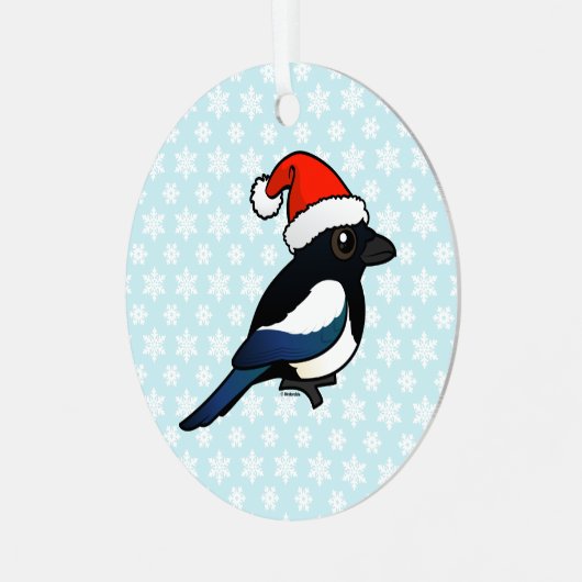 Magpie Santa Ornament Aus Metall (Vorderseite links)