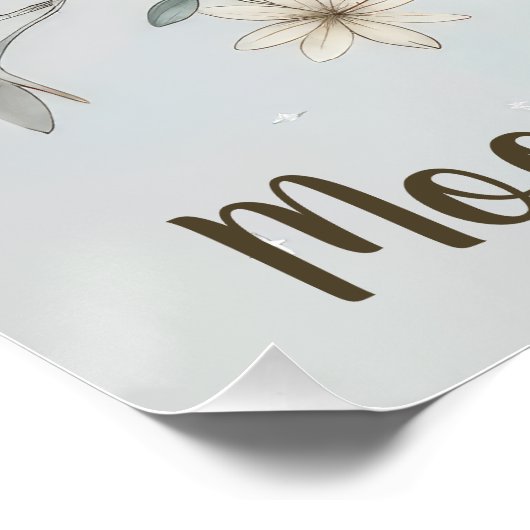 Magpie-Vogel-Baby schläft auf dem Mond Poster (Ecke)