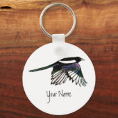Magpie, Vogel, um sich mit Ihrem Namen zu personal Schlüsselanhänger (Vorderseite)