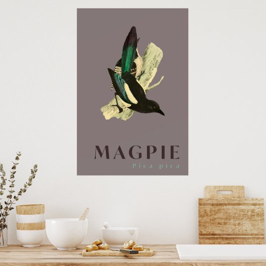 Magpie Vogel Vintage Poster (Küche)