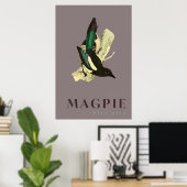 Magpie Vogel Vintage Poster (Heimbüro)