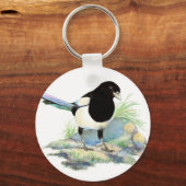 Magpie - Watercolor Bird Schlüsselanhänger (Vorderseite)