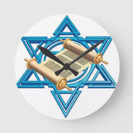 Maguen David Torah Runde Wanduhr (Vorderseite)