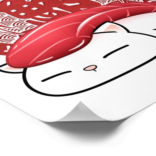 Maguro Tuna Sushi Cat Poster (Ecke)