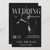 Magzine Unique Fun Foto Save the Date Hochzeit Einladung (Vorne/Hinten)