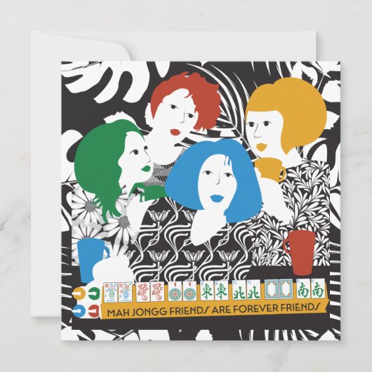Mah Jong Friends Flat Card Feiertagskarte (Vorderseite)
