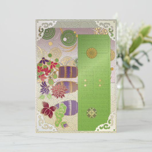 Mah Jong Green Table Flat Card Einladung (Stehend Vorderseite)