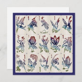 Mah Jong One Bams Flat Card Einladung (Vorne/Hinten)