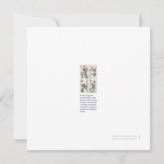 Mah Jong One Bams Flat Card Einladung (Rückseite)