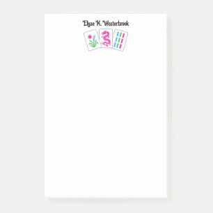 Mah jongg 3 Kacheln mit Namen DIY Farben Post-it Klebezettel