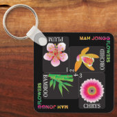 Mah Jongg 4 Blume Schlüsselanhänger (Vorderseite)