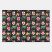 Mah Jongg 4 Blume Wrapping Paper Geschenkpapier Set (Vorderseite 2)