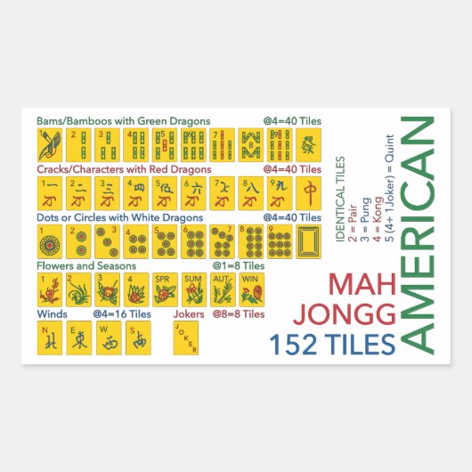 Mah Jongg American Tiles Stickers (Vorderseite)