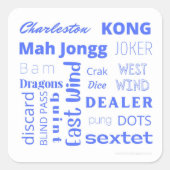 Mah Jongg Aufkleber in blau (Vorderseite)