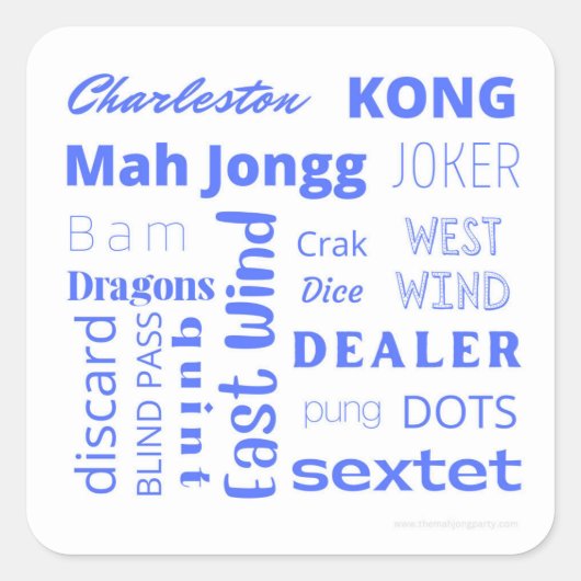 Mah Jongg Aufkleber in blau (Vorderseite)