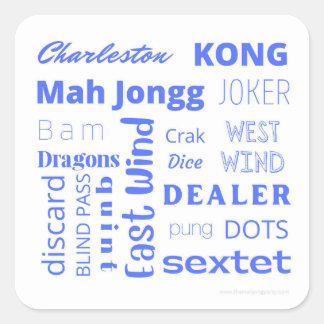 Mah Jongg Aufkleber in blau