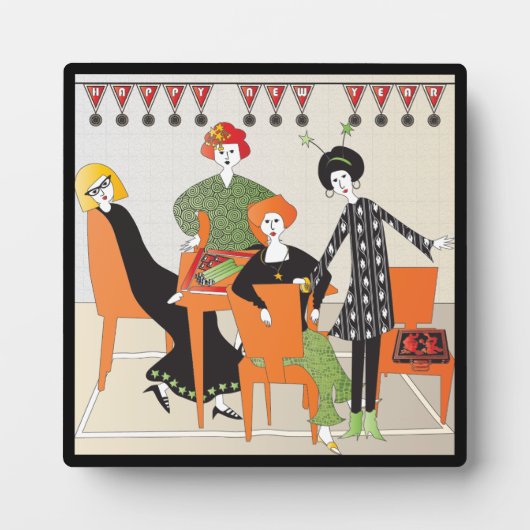 Mah Jongg Banner Neujahr Fotoplatte (Vorderseite)