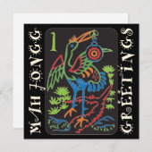 Mah Jongg Bird Greetings Flat Card Einladung (Vorne/Hinten)