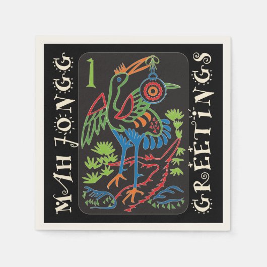 Mah Jongg Bird Greetings Napkins Serviette (Vorderseite)