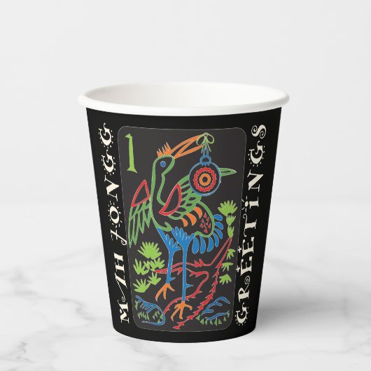 Mah Jongg Bird Greetings Paper Cups Pappbecher (Vorderseite)