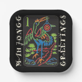 Mah Jongg Bird Greetings Paper Tellers Pappteller (Vorderseite)