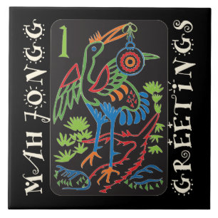 Mah Jongg Bird Greetings Tile Fliese