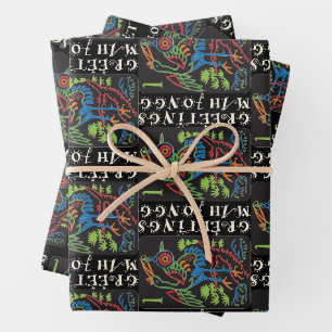 Mah Jongg Bird Greetings Wrapping Paper Geschenkpapier Set
